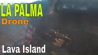 La Palma Drone Lava Island Dozen of houses survive next to volcano 4K [upl. by Artened534]