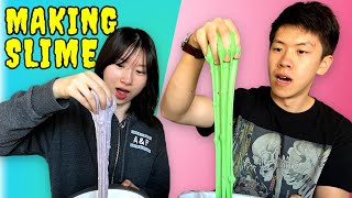 My Brother and Sister Attempt to Make Slime 😳 [upl. by Amor]