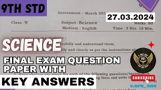 9TH SCIENCE FINAL EXAM QUESTION PAPER WITH KEY ANSWERS  9TH SCIENCE ಮೌಲ್ಯoಕನ  ಮಾರ್ಚ್ 2024 [upl. by Yeclehc129]