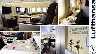 Lufthansa 7478 First Class Experience Frankfurt to New York JFK [upl. by Ydissak]