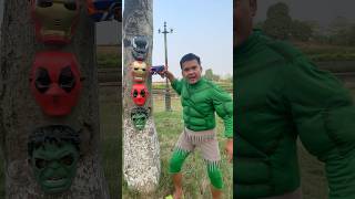 Green Hulk and Deadpool Choose Mask Nono  Marvel Real Life [upl. by Katy909]