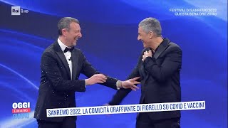 Sanremo 2022 la comicità graffiante di Fiorello su Covid e vacciniOggi è un altro giorno03022022 [upl. by Idyh]