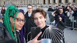 CODY FERN TAKING SELFIES W HIS FANS  LOUIS VUITTON FASHION SHOW 2020 IN PARIS 20200303 [upl. by Nbi]