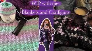 WIP with me Cozy Blankets and Spooky Cardigans How I finish cuffs [upl. by Ilke]