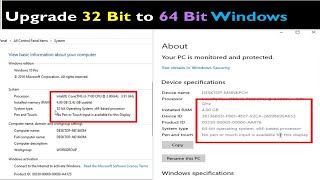 Upgrade 32 Bit to 64 Bit Windows 10 free [upl. by Strohl]