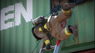 Firefighter Ground Ladder Training  Hook 2 Grab 4 Ladder Firefighter Bailout [upl. by Olney]