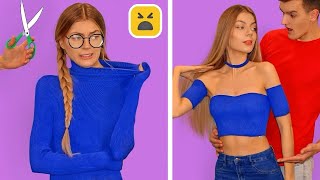 FASHION HACKS amp CLOTHES DIY Girls Clothes Transformation Ideas by Mr Degree [upl. by Annaehr]