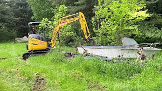 Alum Creeks Boat Removal by Stache Junk Removal and Property Services [upl. by Anirahc30]