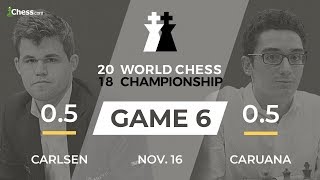 Carlsen vs Caruana Game 6 Broadcast World Chess Championship [upl. by Elaval]