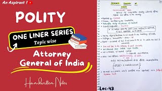 Attorney General of India  One Liners Topic wise  Indian Polity  Lec43  An Aspirant [upl. by Kcin]