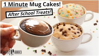 1 Minute Microwave Mug Cake Recipes  3 Back To School Treats [upl. by Lemyt]