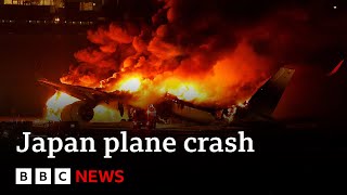 Japan Airlines jet in flames after crash with earthquake relief plane at Tokyo airport  BBC News [upl. by Doughty797]