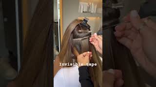 Invisible tapein hairextensions tapehair tapehairextensions hairdresser hairbrained [upl. by Awjan]