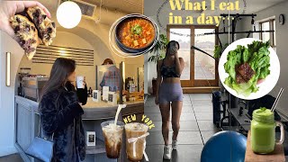 What I eat in a day while living in New York City as a foodie 🥗 🍳🥂🍒  LEVAIN KBBQ SMOOTHIE COFFEE [upl. by Egief]