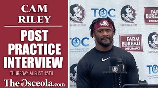 FSU Football  Linebacker Cam Riley on adjusting to FSU defensive scheme and helmet communication [upl. by Yelruc]