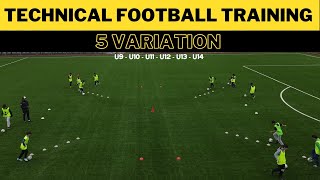 Technical Football Training Drills  5 Variation  U9  U10  U11  U12  U13  U14 [upl. by Vijar]