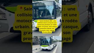 SaintHerblain 44  une collision entre un bus et une motocross pendant un rodéo urbain Un je [upl. by Aerdnod]