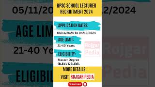 RPSC School Lecturer Recruitment 2024 rpsc1stgrade rpsc [upl. by Ailliw339]