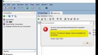 IO Error The Network Adapter could not establish the connection [upl. by Kyla166]