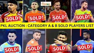 Pro Kabaddi 2024 Category A amp B Sold Players List  PKL 11 Auction Day 1 Highlights  Kabaddi Star [upl. by Jorrie71]