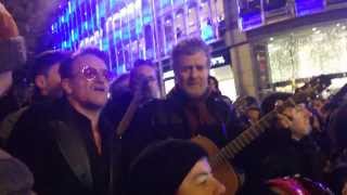 Bono U2 sings in Dublin at Grafton Street on Christmas Eve 2013 [upl. by Anitsahs]