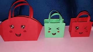 Mini paper bag OrigamiHow to make paper bags with handlesOrigami gift paper diy paper bagart [upl. by Artekal]