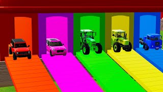 TRANSPORTING FIVE COLOR LIZARD TRUCK JOHN DEERE MERCEDES BENZ TRUCK LINCOLN Farming Simulator 22 [upl. by Darlleen375]