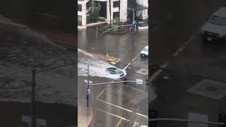 Tesla Plows Through Flooded Street in San Diego [upl. by Ringo]