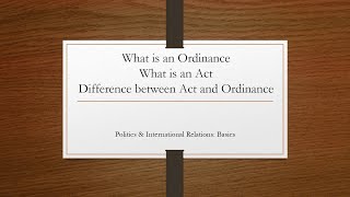 Ordinance  Difference between Ordinance and Act  Ordinance Meaning in Hindi [upl. by Balliol]