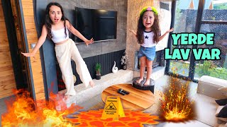 ESMA ve ASYA EVİN İÇİNDE YERDE LAV VAR CHALLENGE  THE FLOOR İS LAVA CHALLENGE [upl. by Nirihs921]