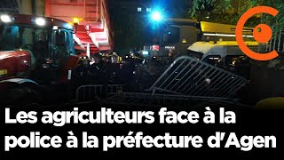 REPLAY  Les agriculteurs face aux forces de lordre devant la préfecture dAgen 47 [upl. by Grey]