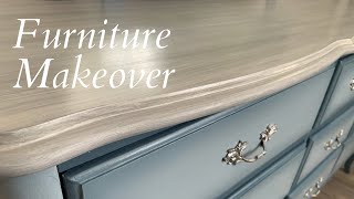 Chalk Paint Furniture Makeover  Blending Technique  Shading  Whitewash [upl. by Einafpets]