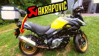 VStrom 650 AKRAPOVIC exhaust sound [upl. by Aleina]