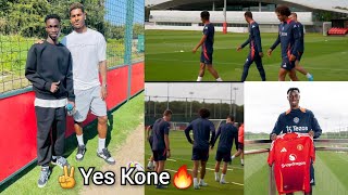 Perfect ✌️ Sekou Kone STORMS Carrington training grounds 🔥 meets Manchester United players after [upl. by Ephram]