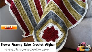 Flower Granny Echo Crochet Afghan  Mitered Crochet Blanket  Left Handed Crochet Tutorial [upl. by Nnylakcaj]