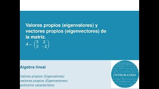 Valores propios y vectores propios  matriz 2x2 con Valores propios reales y distintos  Ejemplo 1 [upl. by Elaynad]