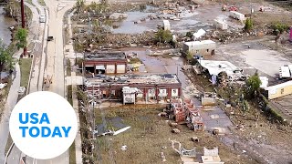 Drone shows scale of Helene damage in Ashevilles River Arts District  USA TODAY [upl. by Devlen]