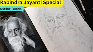 Rabindra Nath Tagore Drawing for Beginners ✅ [upl. by Nica]