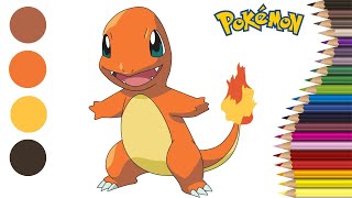 Drawing and Coloring Pokemon Charmander  Drawing For Kids  Colouring [upl. by Adnov]