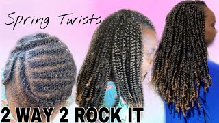 Spring Twist Crochet Braids Installation UPDATE  Natural Hair Protective Style [upl. by Acirred]