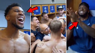 Giannis amp Team Greece Locker Room Celebration After Emotional Win vs Croatia amp Qualify For Olympics [upl. by Thirza]