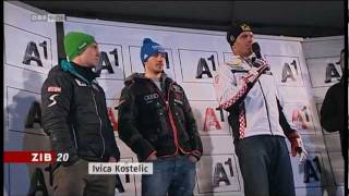 Kostelic vs Hirscher Kitzbühel Zagreb 2012 Versöhnung [upl. by Ahsinrat]