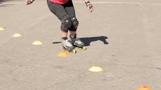 How to Slalom on Rollerblades  RollerSkate [upl. by Ailee634]