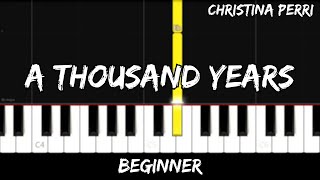 Christina Perri  A Thousand Years  Easy Beginner Piano Tutorial [upl. by Allerus]