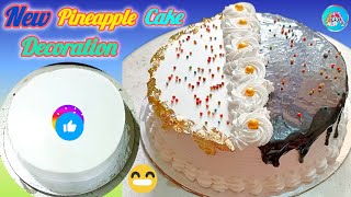 How to make new pineapple cake decoration  cake recipe  cake decoration  Adrini kitchens [upl. by Inek]