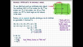 vwo A 141 A  Maximale oppervlakte en maximale inhoud [upl. by Atihcnoc]