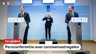 LIVE Persconferentie over coronamaatregelen [upl. by Enoek]