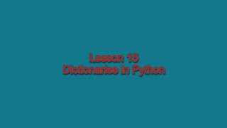 Lesson 15 Beginner Python Series  Dictionaries [upl. by Seena692]