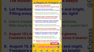 15 august slogan in english 15 August slogan writing  15 august par nare 15august2024 slogan2024 [upl. by Nevart]