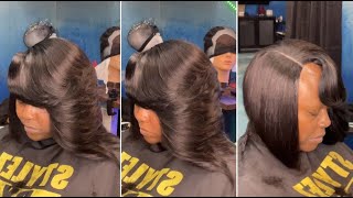 Quick Asymmetrical Layered Bob Haircut With Graduation amp Waves Hairstyles  Creative Bob Cuts [upl. by Crim740]